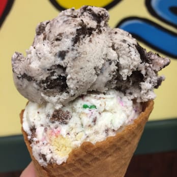 Dave & Andy's - Waffle cone with birthday cake and cookies n cream. - Ice Cream & Frozen Yogurt Near Me - Pittsburgh, Pennsylvania