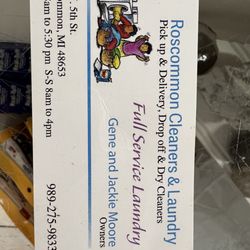 Roscommon Cleaners & Laundry - Business owner names and phone number.