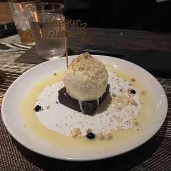 O-Ku - Ube Brownie with Coconut ice cream - Sushi Bars Near Me - Nashville, Tennessee O-Ku - Ube Brownie with Coconut ice cream - Sushi Bars Near Me - Nashville, Tennessee