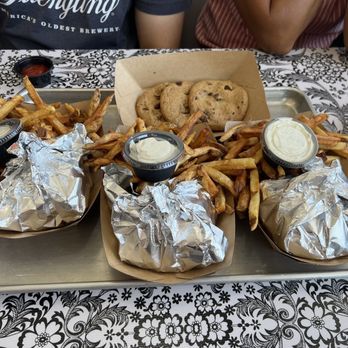 R Kitchen - a tray of fries and a tray of dips - Food Trucks Near Me - Fayetteville, North Carolina