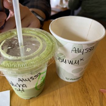 Bookworks - iced matcha latte and a white mocha - Bookstores Near Me - Pacific Grove, California