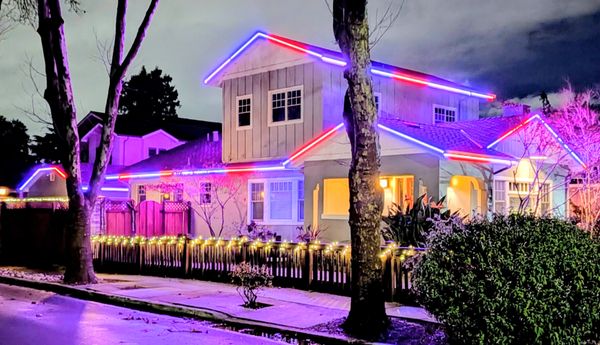 Permanent Lighting System (Dorothy) - We design and install permanent holiday light systems to help you avoid setting up and taking down each season. You can use them throughout the year and have them hidden when they are not on. Control everything from your phone!