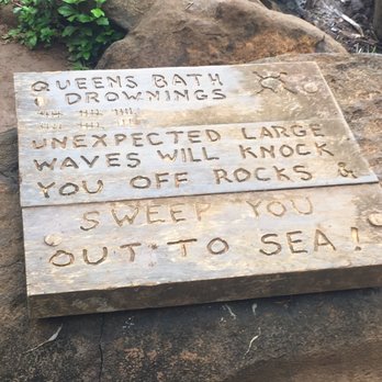Queen's Bath - Another warning sign - Landmarks & Historical Buildings Near Me - Princeville, Hawaii Queen's Bath - Another warning sign - Landmarks & Historical Buildings Near Me - Princeville, Hawaii