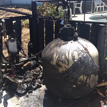 Backyard Pools - Before pic of a equipment fire. We pulled out all the equipment and cleaned the pad before replacing the equipment. - Pool & Hot Tub Service Near Me