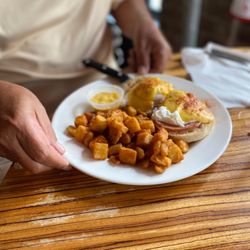 Toast All Day King Street - Eggs Benedict with country potatoes
