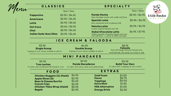 Menu photo 2 Little Pandas Play Cafe Everett, WA