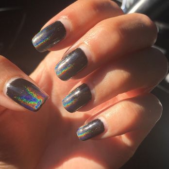 QT Nails - Holographic ombré nails a month after getting them done - Nail Salons Near Me - Orange, California