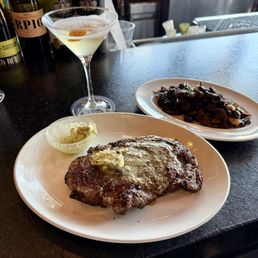 Ribeye medium rare sautéed mushrooms VIP