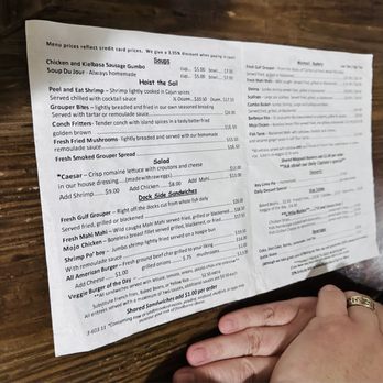 Tide Tables - Paper menu - Seafood Near Me - Cortez, Florida