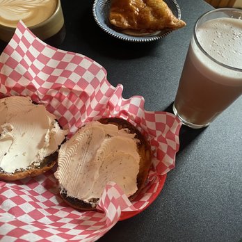 Dog Bar Jim - chai latte + bagel, latte + turnover - Coffee & Tea Near Me - Brunswick, Maine