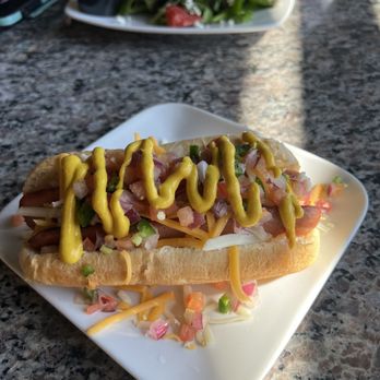 Canvas Artistry - Hot Dog with pico de gallo & mustard - Tacos Near Me - Albuquerque, New Mexico