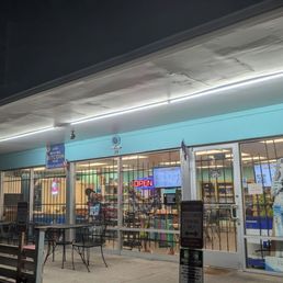 Outside at night