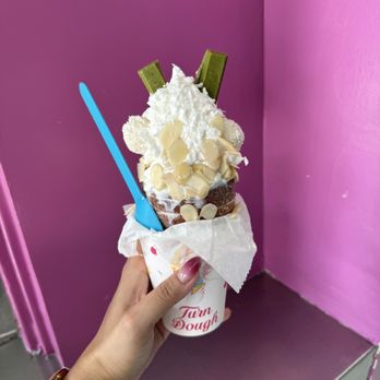 Turn Dough - Coconut Rafaello with Chimney Cone and matcha kitkat - Ice Cream & Frozen Yogurt Near Me - Los Angeles, California Turn Dough - Coconut Rafaello with Chimney Cone and matcha kitkat - Ice Cream & Frozen Yogurt Near Me - Los Angeles, California