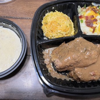 Black-eyed Pea - Meatloaf with loaded mashed potatoes and cheese broccoli rice and a cup of clam chowder (Friday pick of the day) - American Near Me - Castle Rock, Colorado Black-eyed Pea - Meatloaf with loaded mashed potatoes and cheese broccoli rice and a cup of clam chowder (Friday pick of the day) - American Near Me - Castle Rock, Colorado