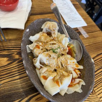 Dumpling Hours - Pork Wonton with Sesame Sauce Chili Oil - Dim Sum Near Me - Walnut Creek, California
