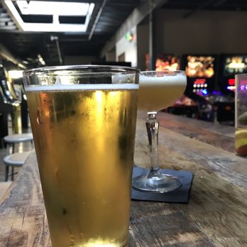 Mission Control - An IPA and a "PAC-Man" drink - Arcades Near Me - Santa Ana, California
