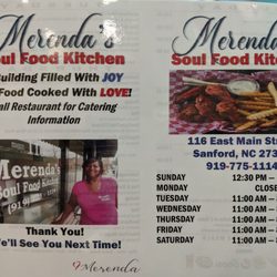 Merenda's Soul Food Kitchen - Restaurant hours and location.
