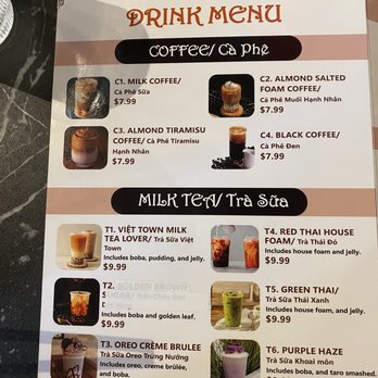 Viet Town - Drink menu - Vietnamese Near Me - Madison, Wisconsin