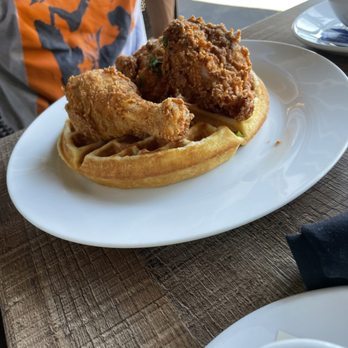 Crescent Bistro - The chicken and waffles, don't forget that honey butter an awesome sizzzzurp! - New American Near Me - Pleasant Hill, California Crescent Bistro - The chicken and waffles, don't forget that honey butter an awesome sizzzzurp! - New American Near Me - Pleasant Hill, California