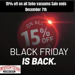 Classic Vacs - Sebo vacuums 15% off. Sale ends December 7th