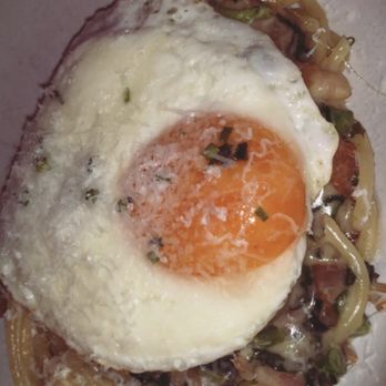 Barano - Bucatini Carbonara (photo is a little too bright with the flash but was incredible) - Pizza Near Me - Brooklyn, New York Barano - Bucatini Carbonara (photo is a little too bright with the flash but was incredible) - Pizza Near Me - Brooklyn, New York
