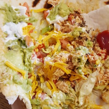 Severiana Sevi's Burritos - Inside of a chicken supreme burrito (i added ketchup) - Mexican Near Me - Wichita Falls, Texas