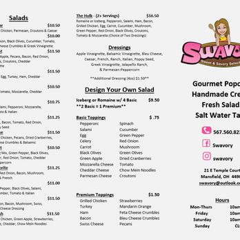 Swavory - Menu (Back) - Popcorn Shops Near Me - Mansfield, Ohio