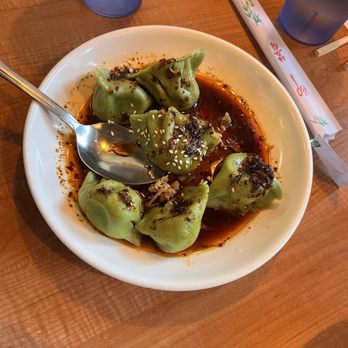 Wild Ginger - Dumplings in sauce ( spinach) - Chinese Near Me - Alameda, California Wild Ginger - Dumplings in sauce ( spinach) - Chinese Near Me - Alameda, California