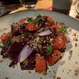 Carrot and beet salad. I would have preferred this a little more roasted but it still was very tasty and fresh! Carrot and beet salad. I would have preferred this a little more roasted but it still was very tasty and fresh!