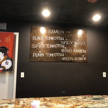 Oishii Ramen - Ramen menu on the wall- they have a full menu that you receive. - Ramen Near Me - Denver, Colorado Oishii Ramen - Ramen menu on the wall- they have a full menu that you receive. - Ramen Near Me - Denver, Colorado