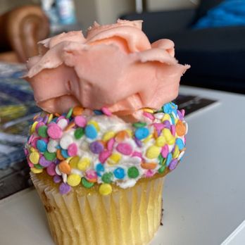 Party Favors - a cupcake with pink frosting and sprinkles - Party Supplies Near Me - Brookline, Massachusetts