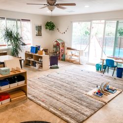 New Adventures Montessori - Our classroom, back when we were homeschooling our 5 kiddos during COVID.