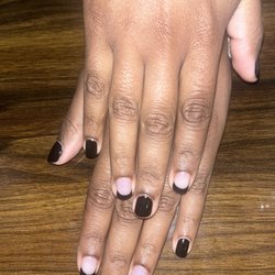 T's Nails - Black gel pedicure with black French tips