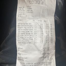 a receipt for a coffee shop