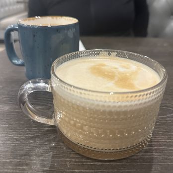 Fork & Spoon Cafe - Coffee (left) & latte (right) - Breakfast & Brunch Near Me - Lemont, Illinois