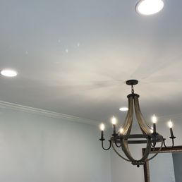 Chandelier and recessed lights