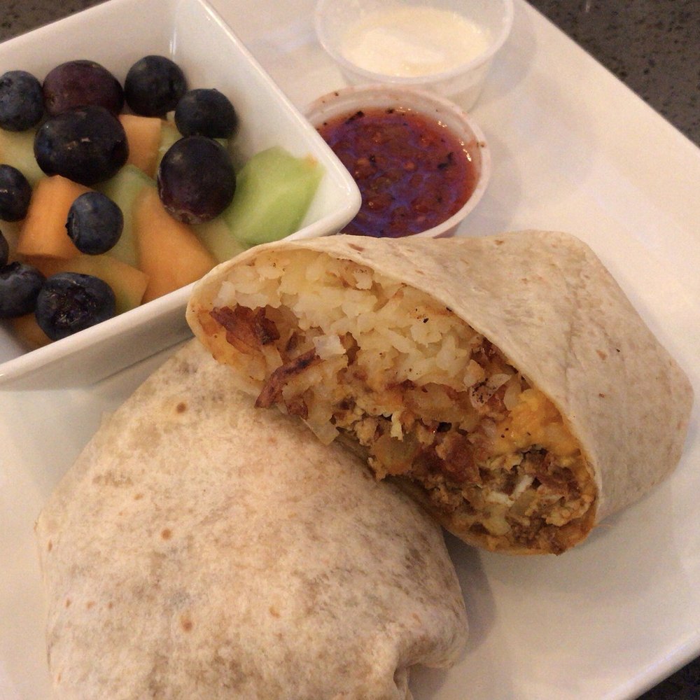 Our Brunch Spot - Breakfast Burrito w/ Chorizo & a side of a fruit cup - Breakfast & Brunch Near Me - Keller, Texas Our Brunch Spot - Breakfast Burrito w/ Chorizo & a side of a fruit cup - Breakfast & Brunch Near Me - Keller, Texas