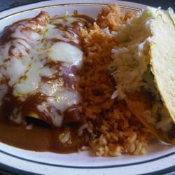 Rey Azteca - Combination Dinner #1 - 2 enchiladas + 1 taco with your choice of filling, and a side of rice, for only $7.99!