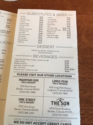 Menu photo 8 Southern Sun Pub & Brewery Boulder, CO Menu photo 8 Southern Sun Pub & Brewery Boulder, CO