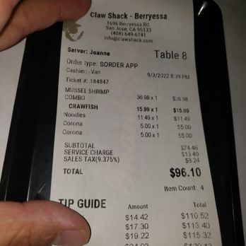 Claw Shack - SERVICE CHARGE FOR 2 PEOPLE, LOOK AT OTHER OPTIINS BECAUSE THIS PLACE IS NOT THAT GOOD! - Cajun/Creole Near Me - San Jose, California Claw Shack - SERVICE CHARGE FOR 2 PEOPLE, LOOK AT OTHER OPTIINS BECAUSE THIS PLACE IS NOT THAT GOOD! - Cajun/Creole Near Me - San Jose, California