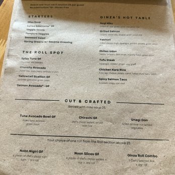 Ginza Sushi & Sake - Photo 3: Lunch specials menu...note "Chirachi" - Sushi Bars Near Me - San Francisco, California