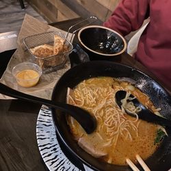 Zen Ramen & Sushi Burrito - Tonkotsu spicy ramen combo with fried gyoza