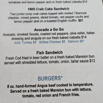 The Mansion - Menu - New American Near Me - Melbourne, Florida