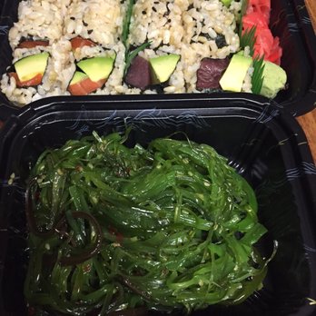 Sakan Bento Japanese Express - Trying to make better choices brown rice avocado rolls with Salmon & Tuna with Seaweed Salad 11-1-2016 - Sushi Bars Near Me - Lindenhurst, New York Sakan Bento Japanese Express - Trying to make better choices brown rice avocado rolls with Salmon & Tuna with Seaweed Salad 11-1-2016 - Sushi Bars Near Me - Lindenhurst, New York