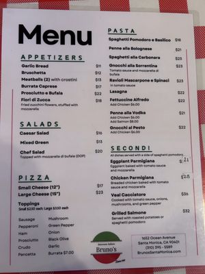 Menu photo 1 Bruno's Santa Monica, CA