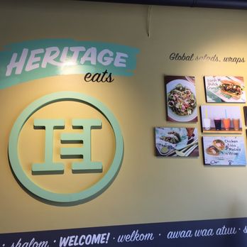 Heritage Eats - A splash page on a wall! Nice color combo and logo - Salad Near Me - Napa, California Heritage Eats - A splash page on a wall! Nice color combo and logo - Salad Near Me - Napa, California
