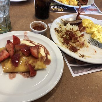 Denny's - Strawberry vanilla crepe breakfast. Forgot to take it before I dug in. - Diners Near Me - Page, Arizona Denny's - Strawberry vanilla crepe breakfast. Forgot to take it before I dug in. - Diners Near Me - Page, Arizona