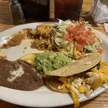 Solis Mexican Restaurant - 2. Enchiladas, Chalupa y Taco and rice and your choice of beans any style. Had already given enchiladas to my kid. - Mexican Near Me - Corpus Christi, Texas Solis Mexican Restaurant - 2. Enchiladas, Chalupa y Taco and rice and your choice of beans any style. Had already given enchiladas to my kid. - Mexican Near Me - Corpus Christi, Texas