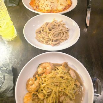 Carmela’s - Chicken parmesan (top), linguini (middle) & tagliatelle with chicken & shrimp (bottom) - Italian Near Me - Hollywood, Florida