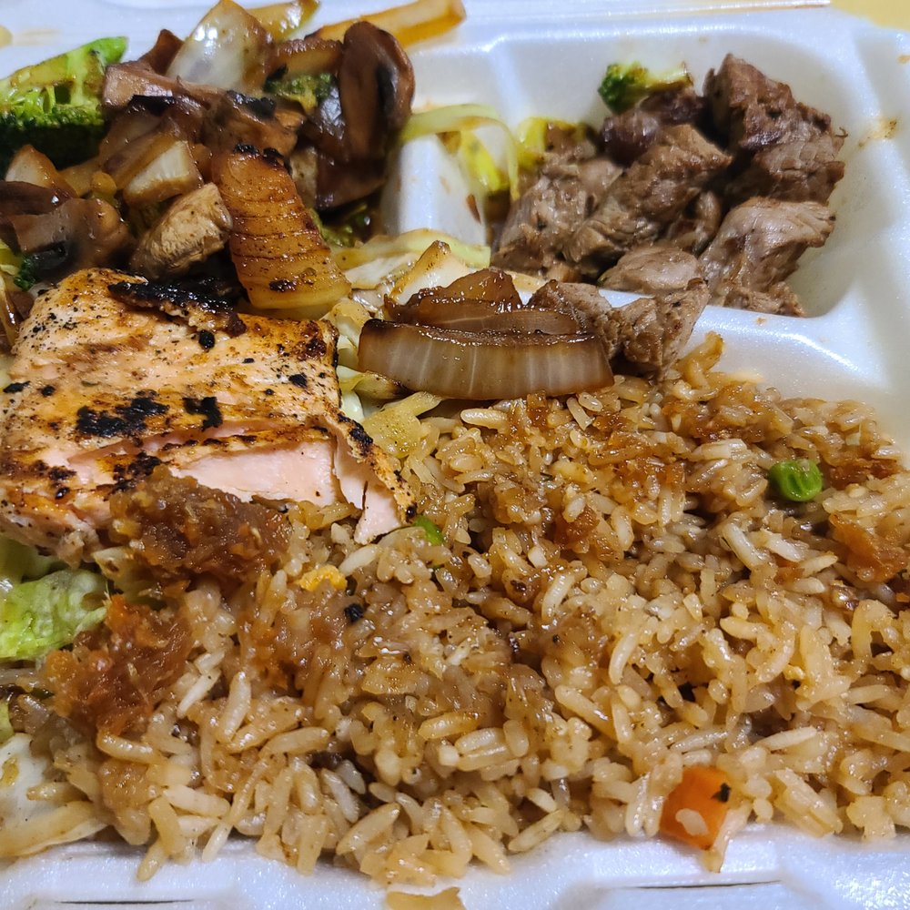 Little Tokyo Hibachi Express - Thursday June 2, 2022 Steak & Shrimp, additional Piece Salmon, additional veggies and fried rice. - Japanese Near Me - Anderson, Illinois